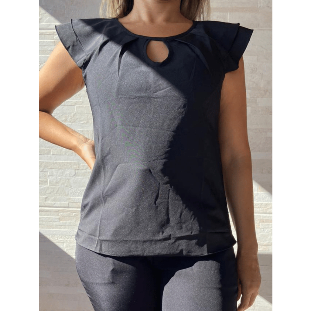 BLUSA FEMININA SOCIAL MANGA CURTA SIMPLES CASUAL
