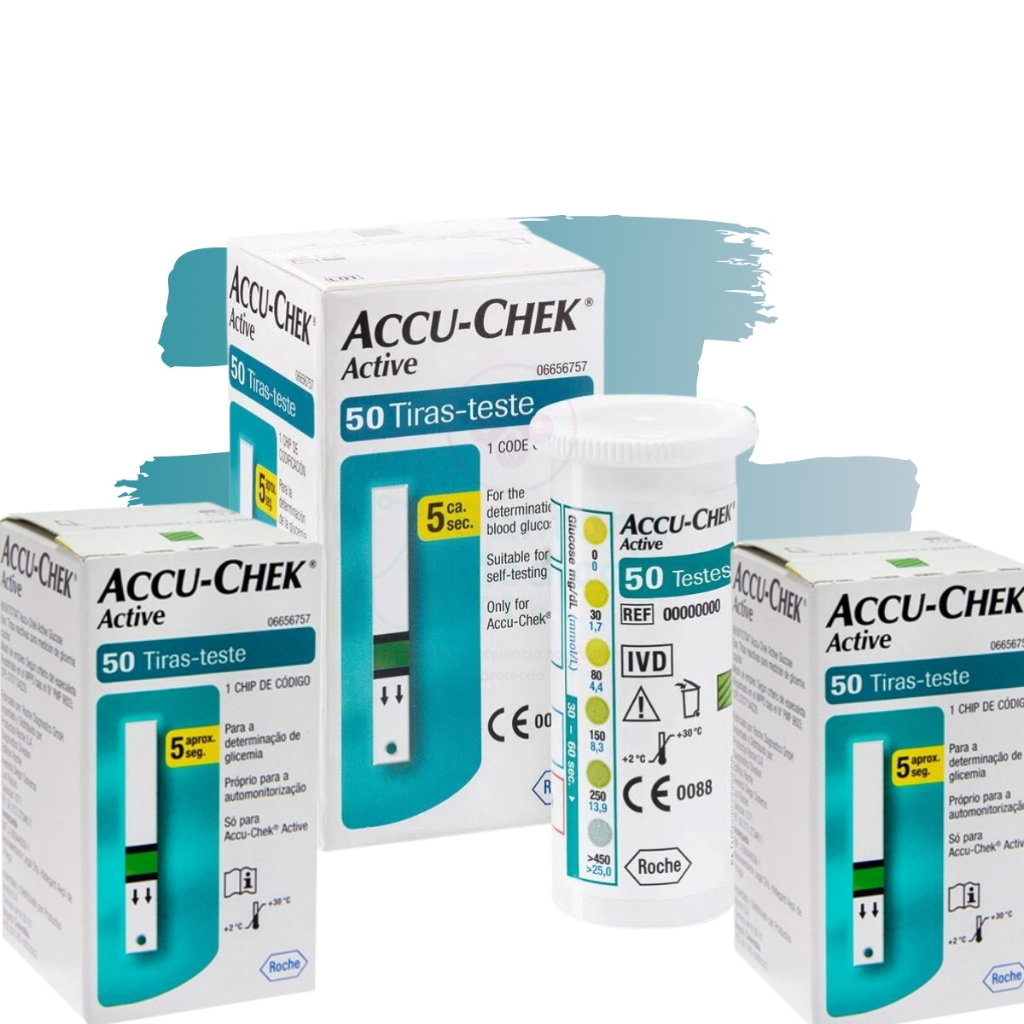 KIT 150 Tiras Accu Check para Controle Monitoramento de Diabetes