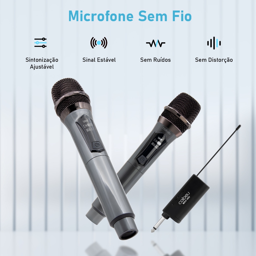 COIBEU Microfones Dinâmico Sem Fio Duplo Profissional Recarregável Uhf em Oferta na Shopee