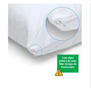Kit 3 Fronhas Impermeável Anti - Ácaro Com Zíper Promoção Aproximadamente 0,70 cm x 0,50cm - Branco Nura
