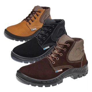 Bota Botina Segurança Ocupacional Trekking Fechamento Cadarço Bico PVC Nobuck Marluvas modelo 50b26 Cb