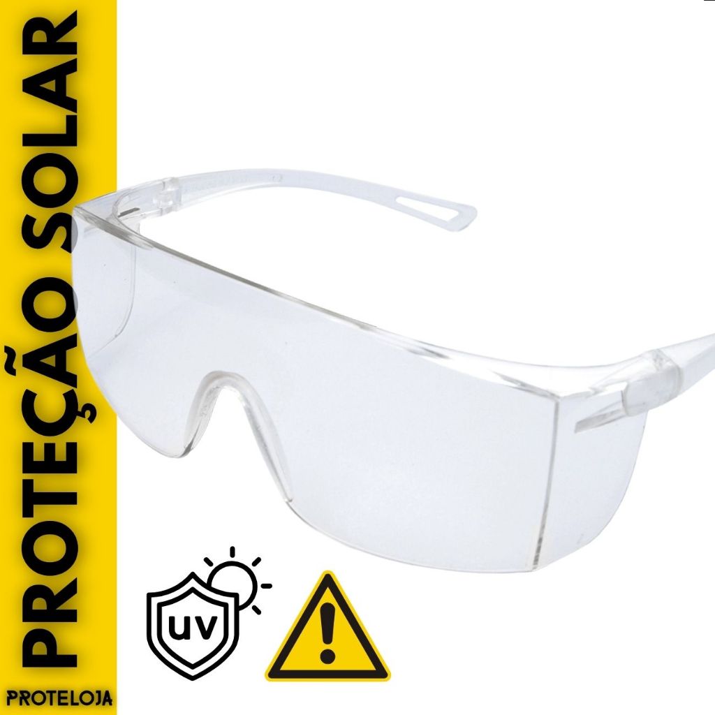 Óculos de Segurança Incolor Epi Proteção Antirrisco Transparente Modelo Visão Ampla