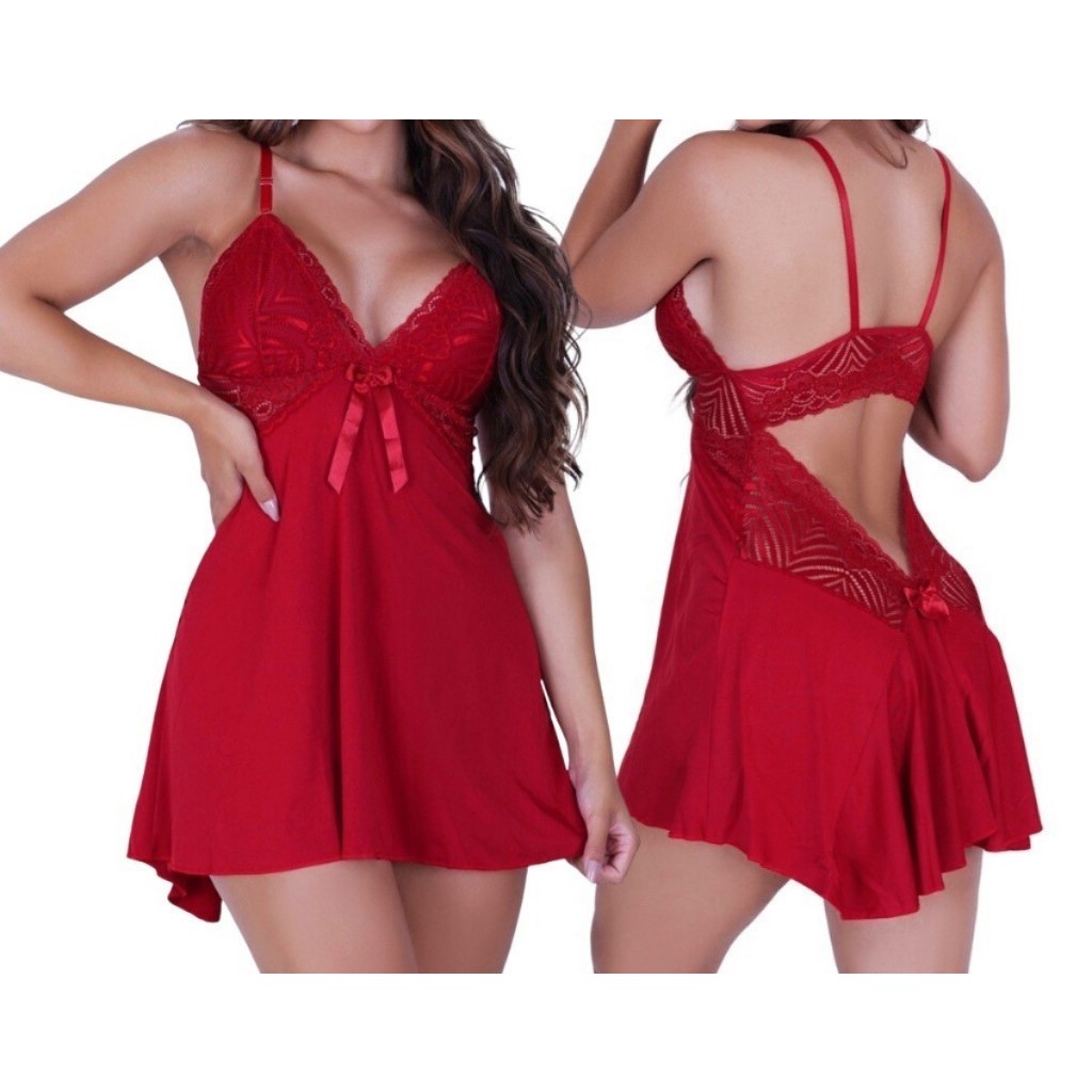 Camisola Desejo Sexy Sem Bojo Renda Regulável Feminina Linha Noite Lingerie