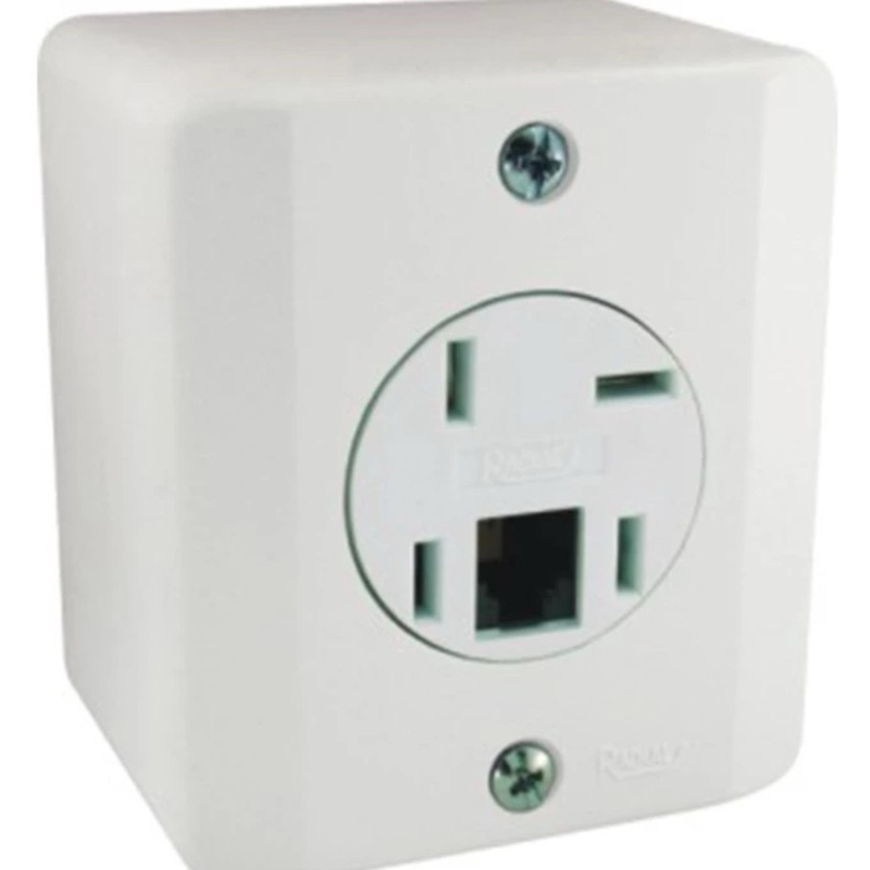 tomada radial sobrepor sx branco 1tomada telefone+modulo rj11 sobrepor