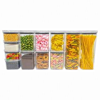 Kit Pote Hermético Quadrado Para Alimentos Dispensa Acrílico Resistente