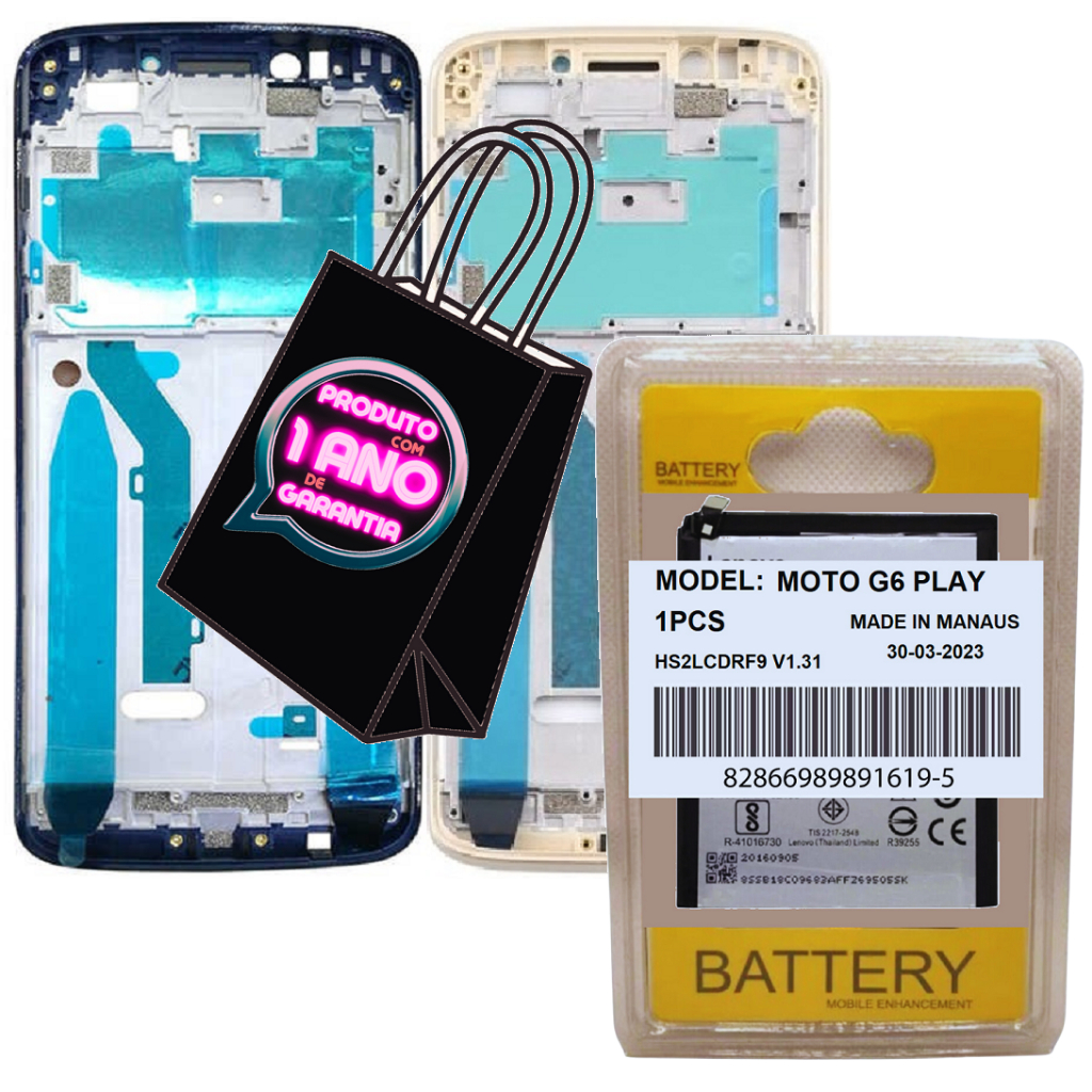Aro Chassis Meio Lateral Compatível Com Moto G6 Play Xt1922 + Battria + Envio Hoje!