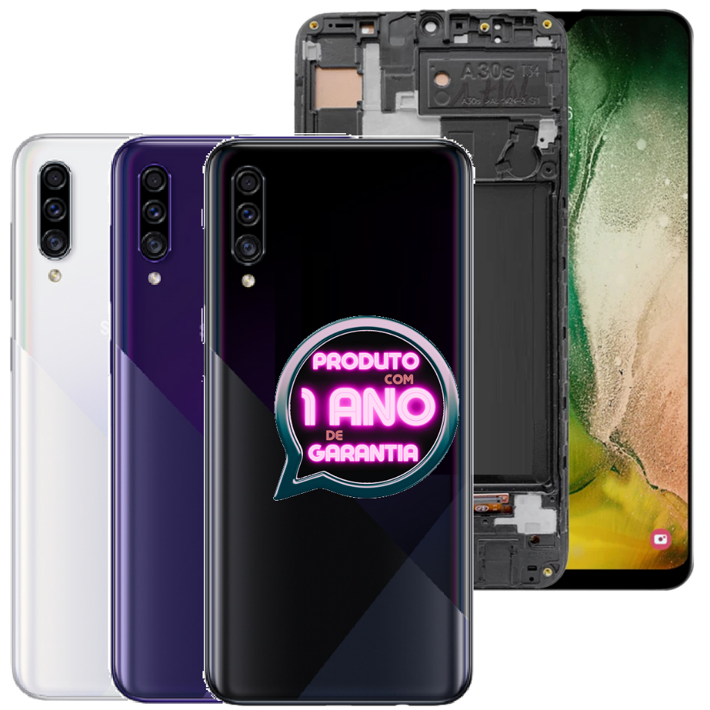 Kit Tela Frontal Com Aro + Tampa Compatível Galaxy A30s + Display Lcd Full Hd + Tampa!