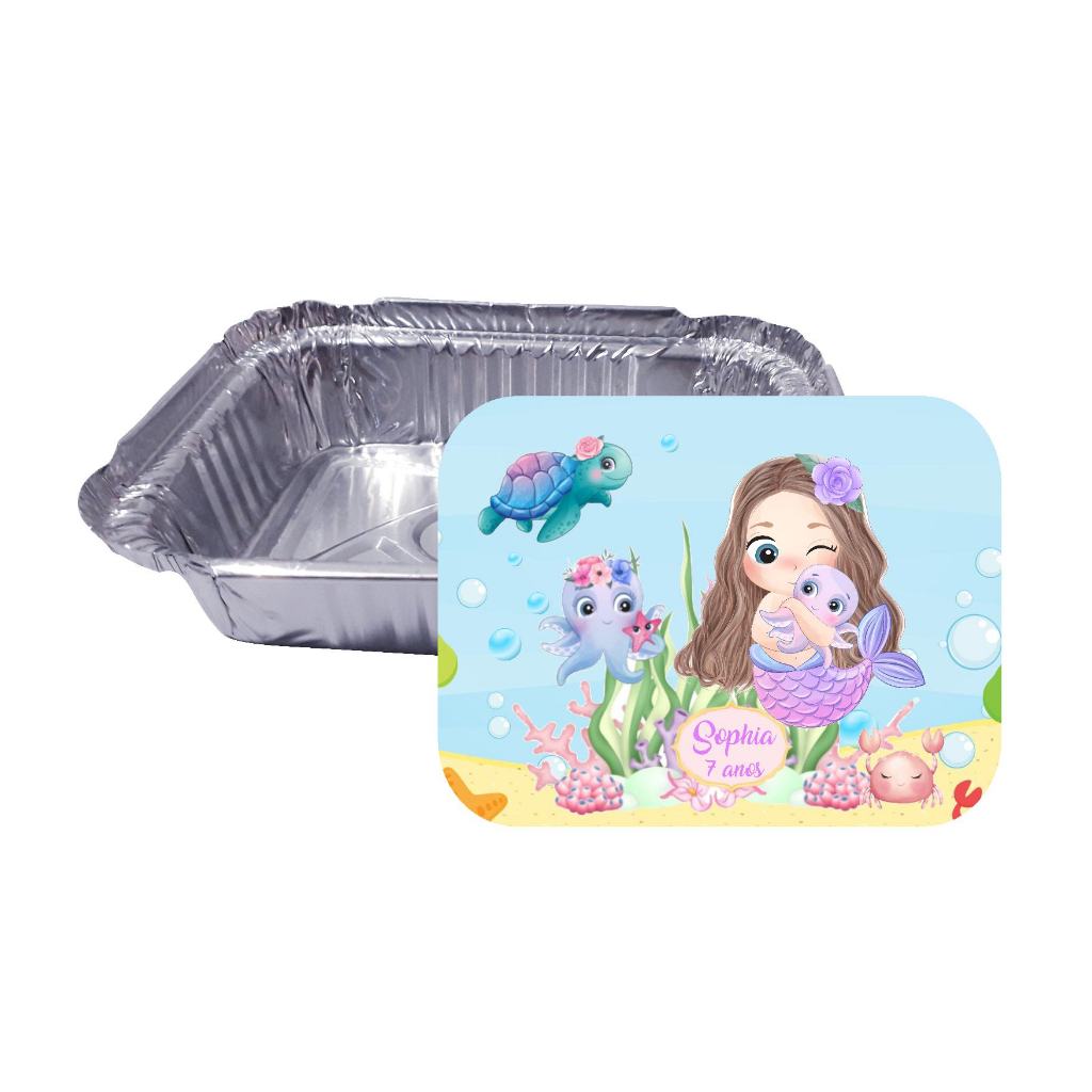 Lembrancinha Marmitinha Personalizada Sereia Kit 10 / 15 / 20 / 25 / 30 / 40 / 50 Unidades