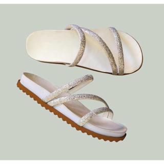 Papete Birken Feminina de Manta Strass Sandalia Rasteirinha Glitter
