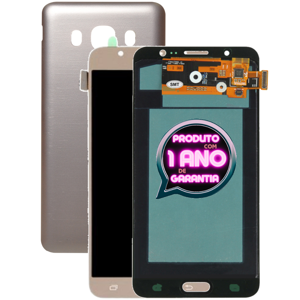 Kit Tela Frontal + Tampa Compatível Com Galaxy J7 Metal 2016 Metal Display Lcd Full Hd