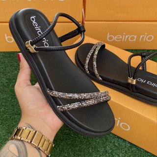 Sandália Rasteirinha Feminina Beira Rio Conforto Brilho Moda