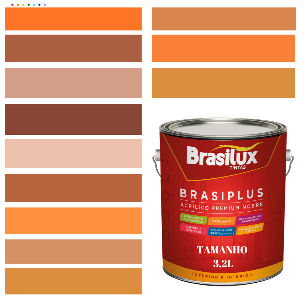 Tinta De Parede Laranja 3,2l Brasiplus Acrílica Fosca em Oferta na Shopee
