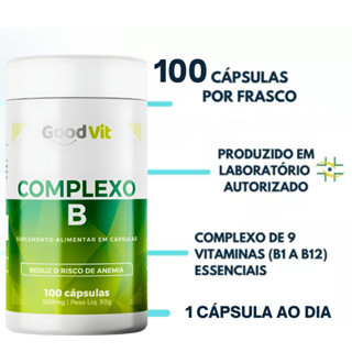 Complexo B12 Concentrado 100 cápsulas cada Good Vit 1 Cápsula ao dia Energia e Saúde