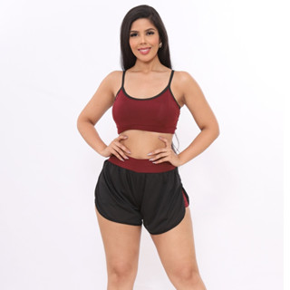 Conjunto Academia Fitness Feminino Shorts Duplo e Top Alcinha
