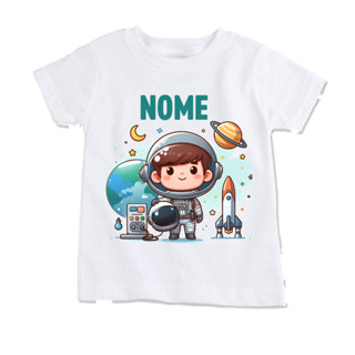Camiseta personalizada estampa menino astronauta com nome