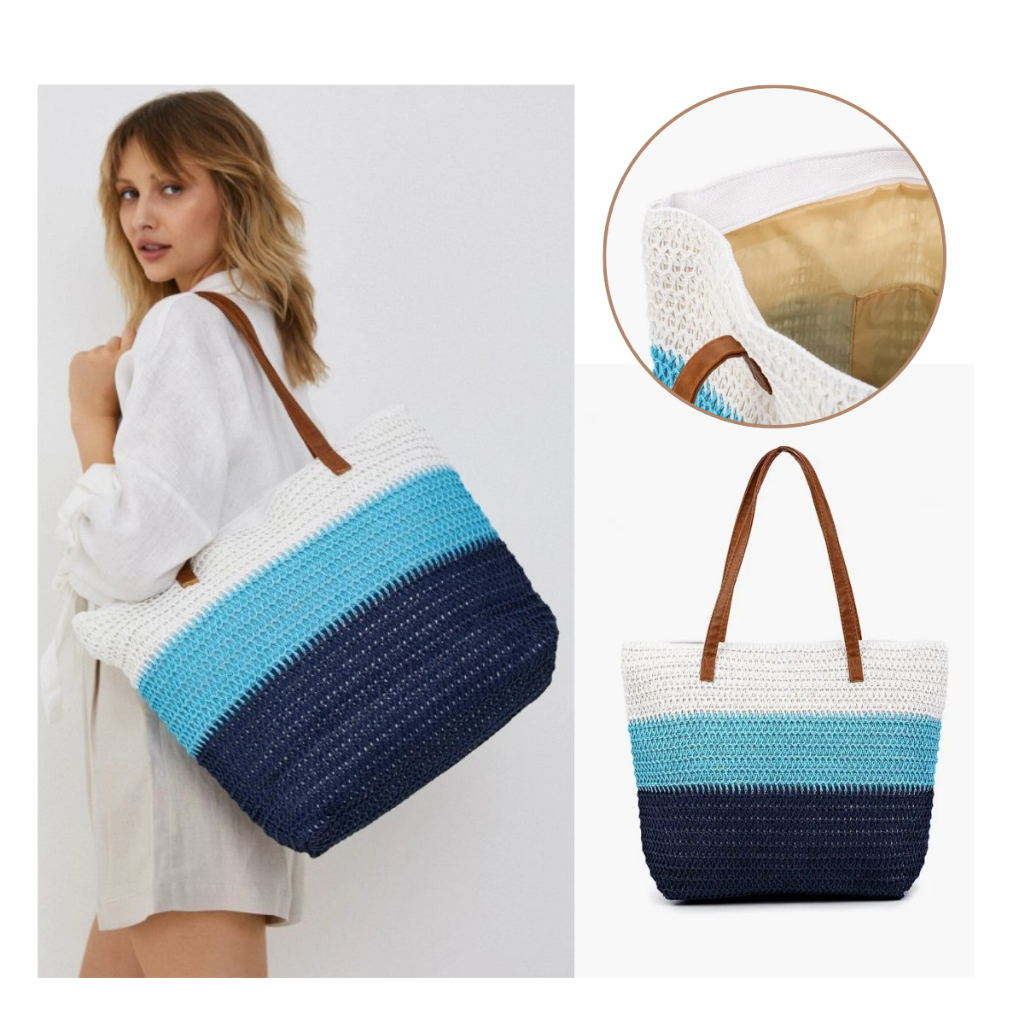 Bolsa Praia Palha Saco Artificial Grande  Bolsa Passeio Bolsa Crochê