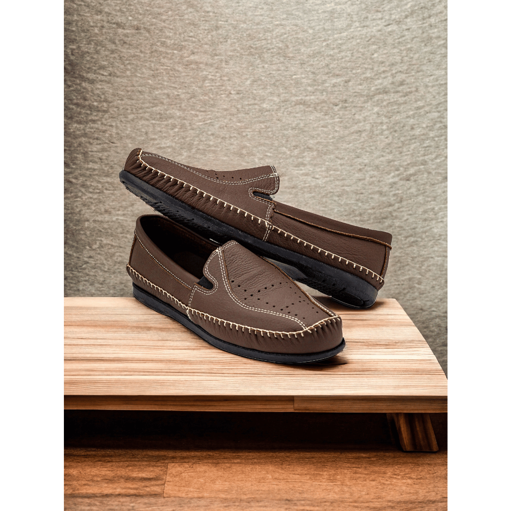Sapato Mocassim Sapatilha Masculino Ortopédico de Couro Legitimo Antiestresse