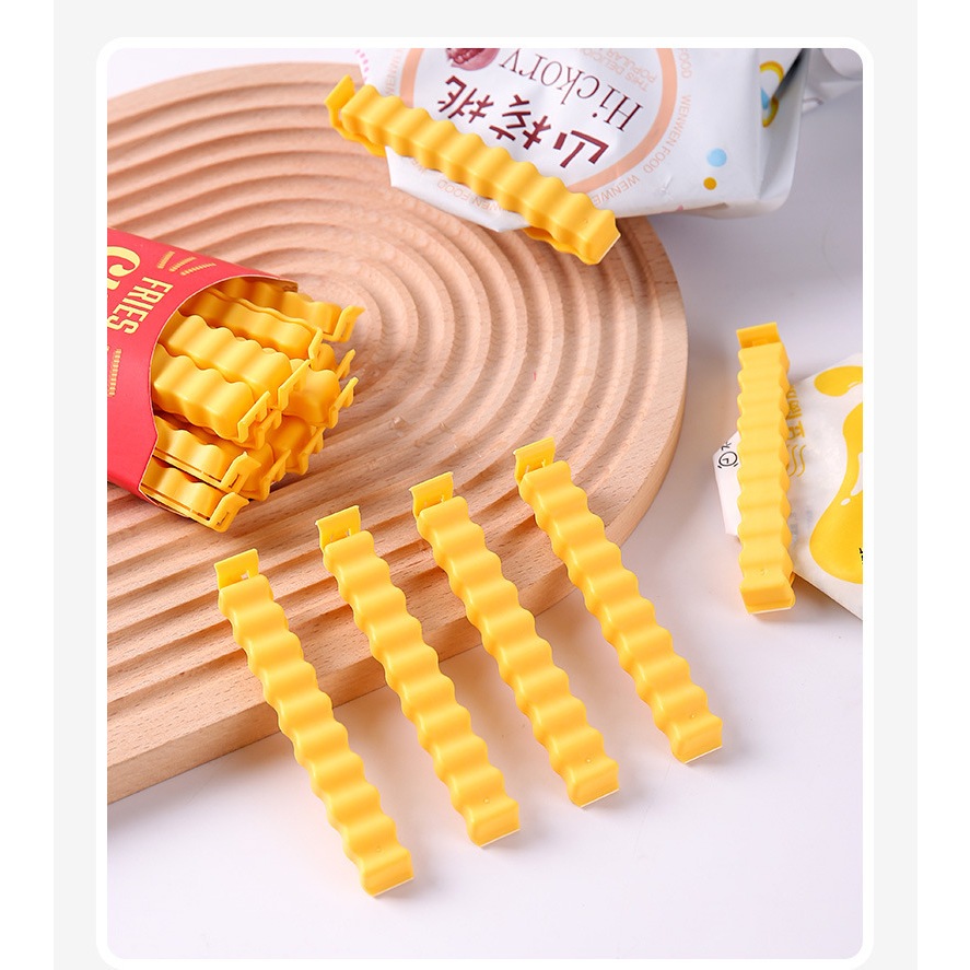 Prendedor de alimento em formato de Batatas Fritas com 12 Clipes De Vedação e Conservação