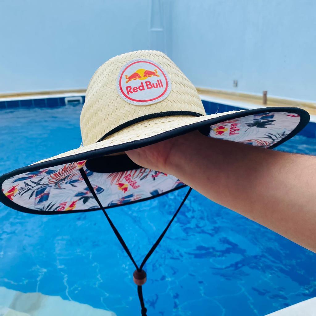 Chapéu De Palha Bebida Aba Larga Estampada Surf Praia Verão Proteção Do Sol em Oferta na Shopee
