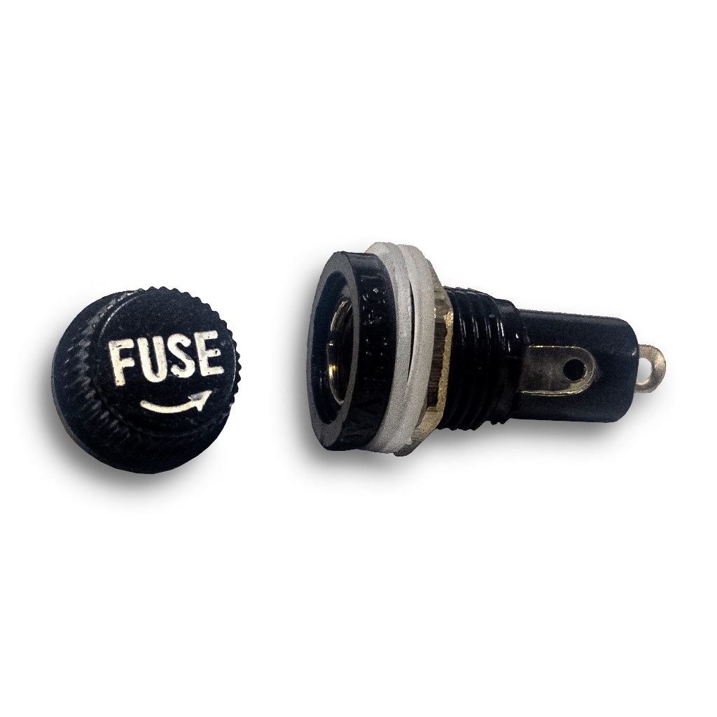 Kit 5 Unidades Porta Fusível Painel BLX-1 5x20mm Circular (Preto)