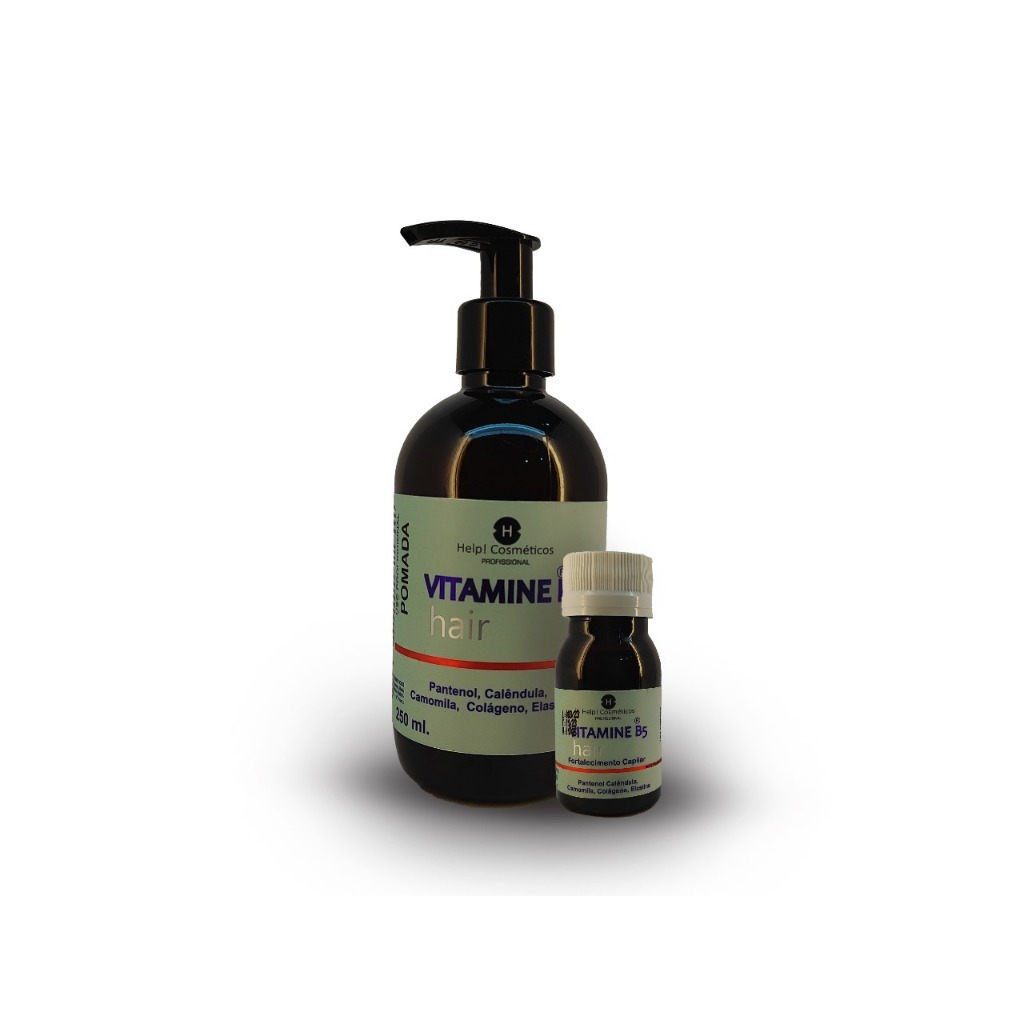 Kit Vitamine B5 Phantenol Leave In + Ampola (2 itens) Força Brilho Tratamento Tônico Original Help Cosméticos Autorizado pela Anvisa