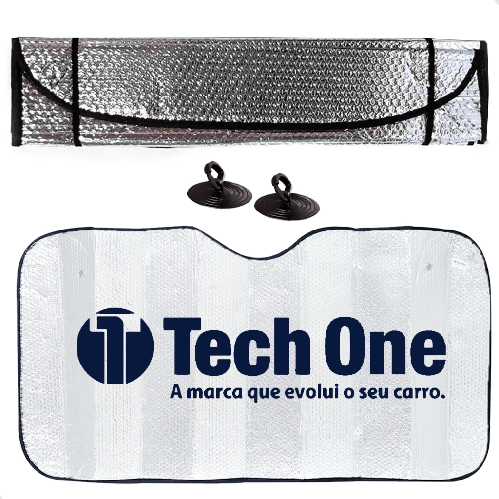 Quebra Sol Automotivo Dobrável Protetor de Raio Solar UV Camada Térmica Logo Techone em Oferta na Shopee
