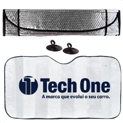 Quebra Sol Automotivo Dobrável Protetor de Raio Solar UV Camada Térmica Logo Techone