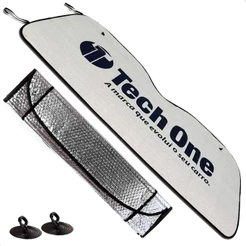 Quebra Sol Automotivo Dobrável Protetor de Raio Solar UV Camada Térmica Logo Techone