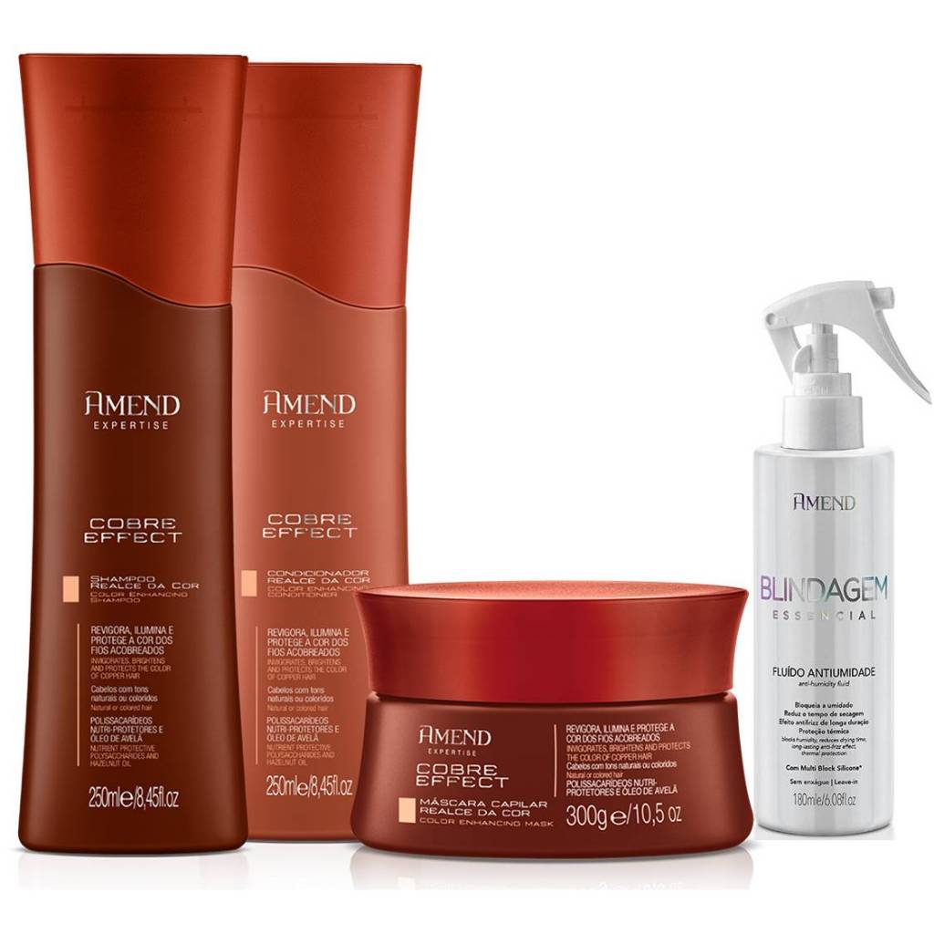 Sh Cobre Effect 250ml + Cond Cobre Effect 250ml + Masc 300g + Fluido Blindagem Essencial 1...