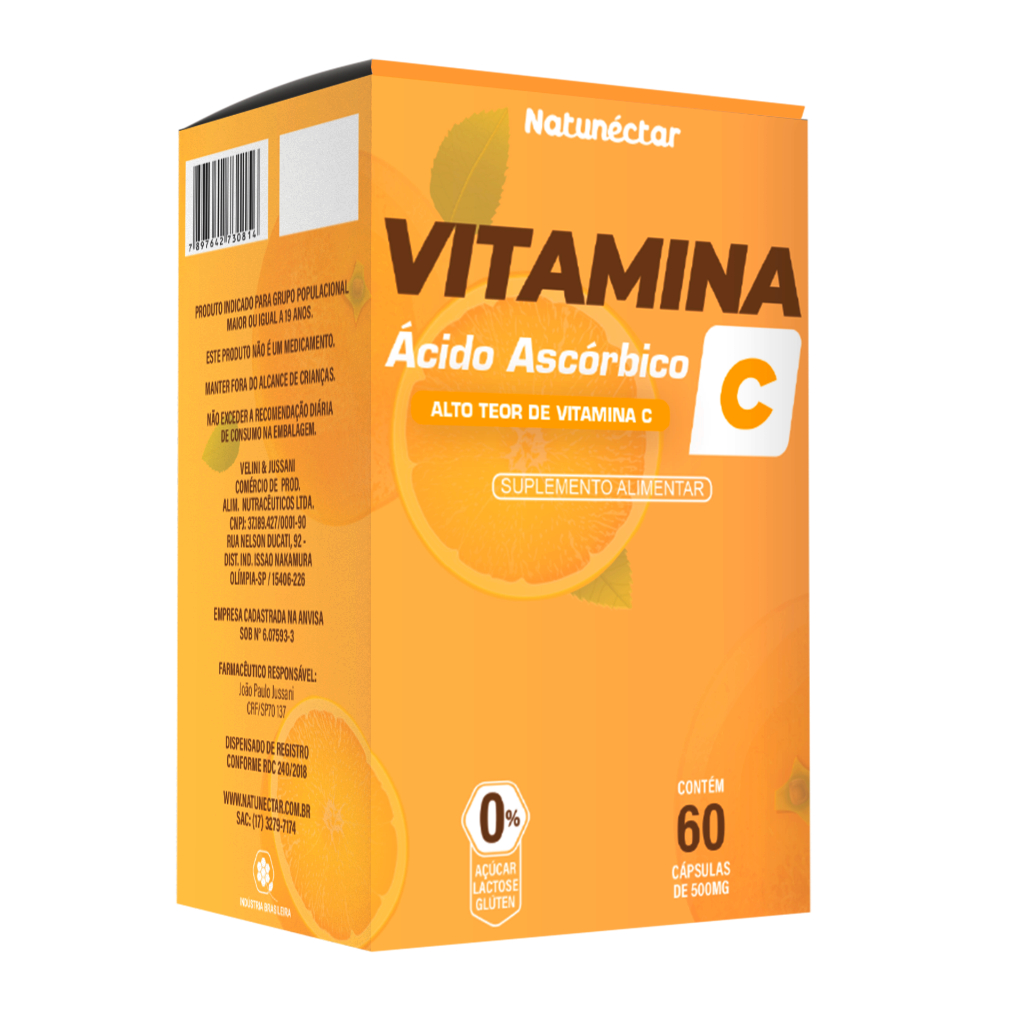 Vitamina C 500mg - 60 Cápsulas - Natunéctar em Oferta na Shopee