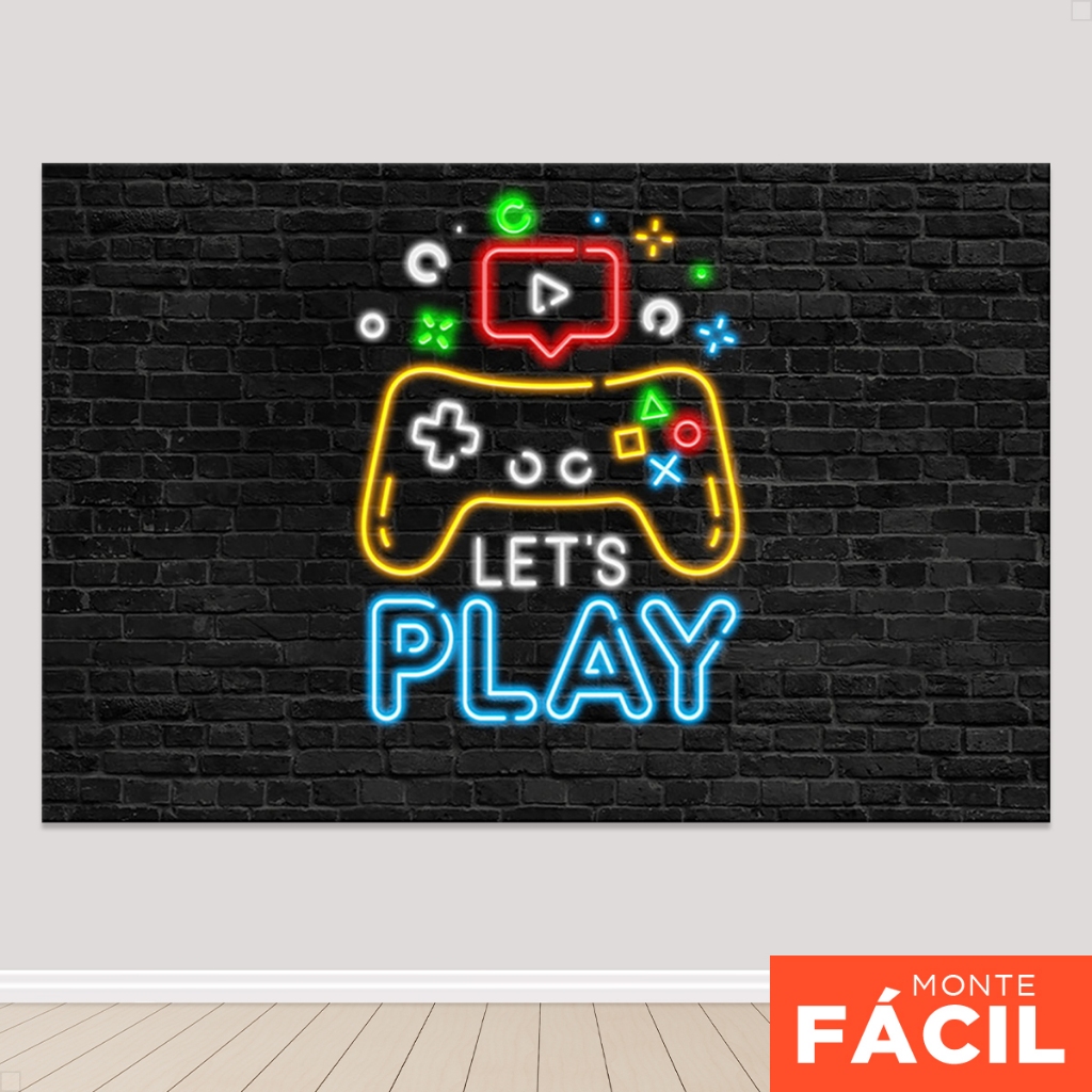 Painel De Festa Retangular Game Neon Horizontal Sublimado Em Tecido em Oferta na Shopee