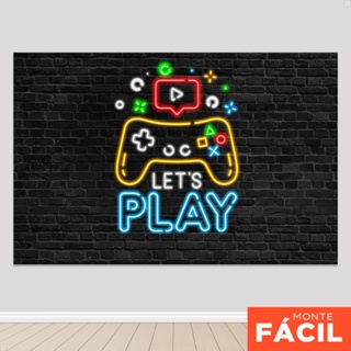 Painel De Festa Retangular Game Neon Horizontal Sublimado Em Tecido em Oferta na Shopee