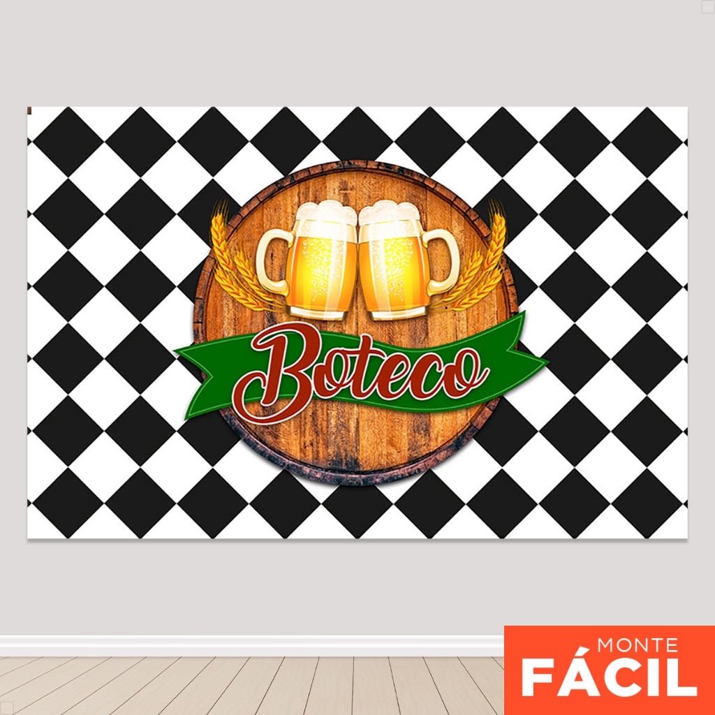 Painel De Festa Retangular Decoração Boteco Horizontal Sublimado 3D Em Tecido em Oferta na Shopee