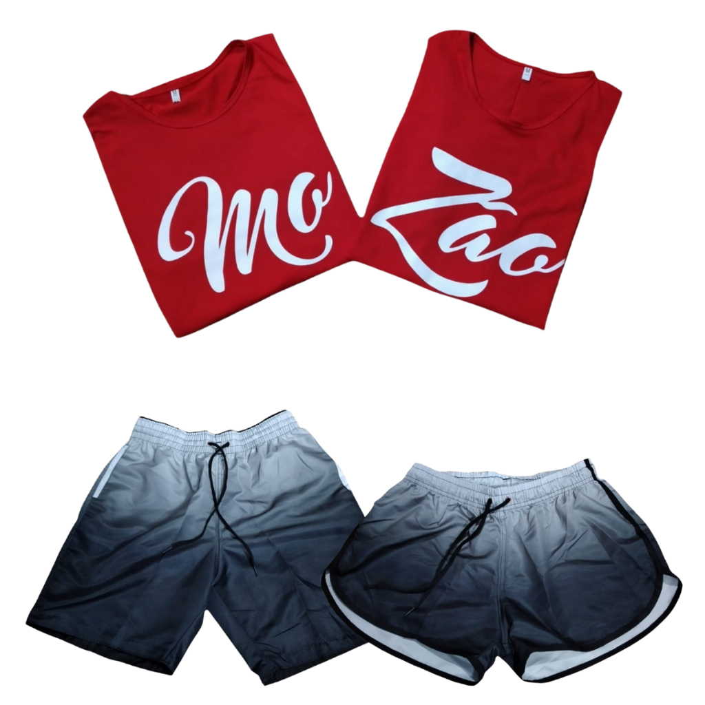Conjunto Shorts Casal Mozão Namorados + Kit 2 Camisetas para Casal Usar Combinado lançamento