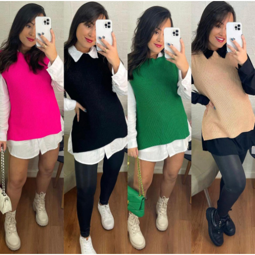 Colete Feminino Tricot Fang Tricô Pullover *COLETE TRICO em Oferta na Shopee
