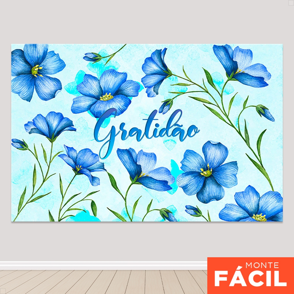 Painel Horizontal De Festa Gratidão Floral Retangular Em Tecido Sublimado em Oferta na Shopee