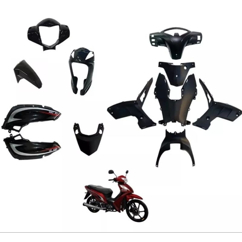 kit carenagem Shineray JET 50cc 2012/2018 sport preta 12 partes