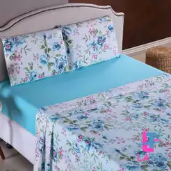 Jogo de Lençol Queen 4 Peças Estampado - 170 Fios - Com Elástico - Estampas Sortidas