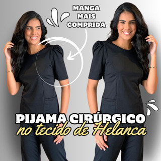 PIJAMA CIRÚRGICO FEMININO NO TECIDO DE HELANCA, MANGA COMPRIDA, MANGA PRINCESA em Oferta na Shopee