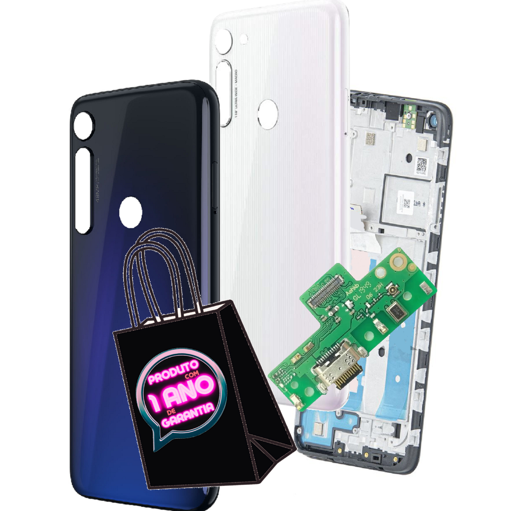 Kit Carcaça Aro Chassis + Com Tampa + Placa De Carga Turbo Compatível Moto G8 Xt2045