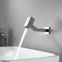 Torneira Link Quadada Inox Parede Curta Cromada Banheiro Lavabo Preta Luxo