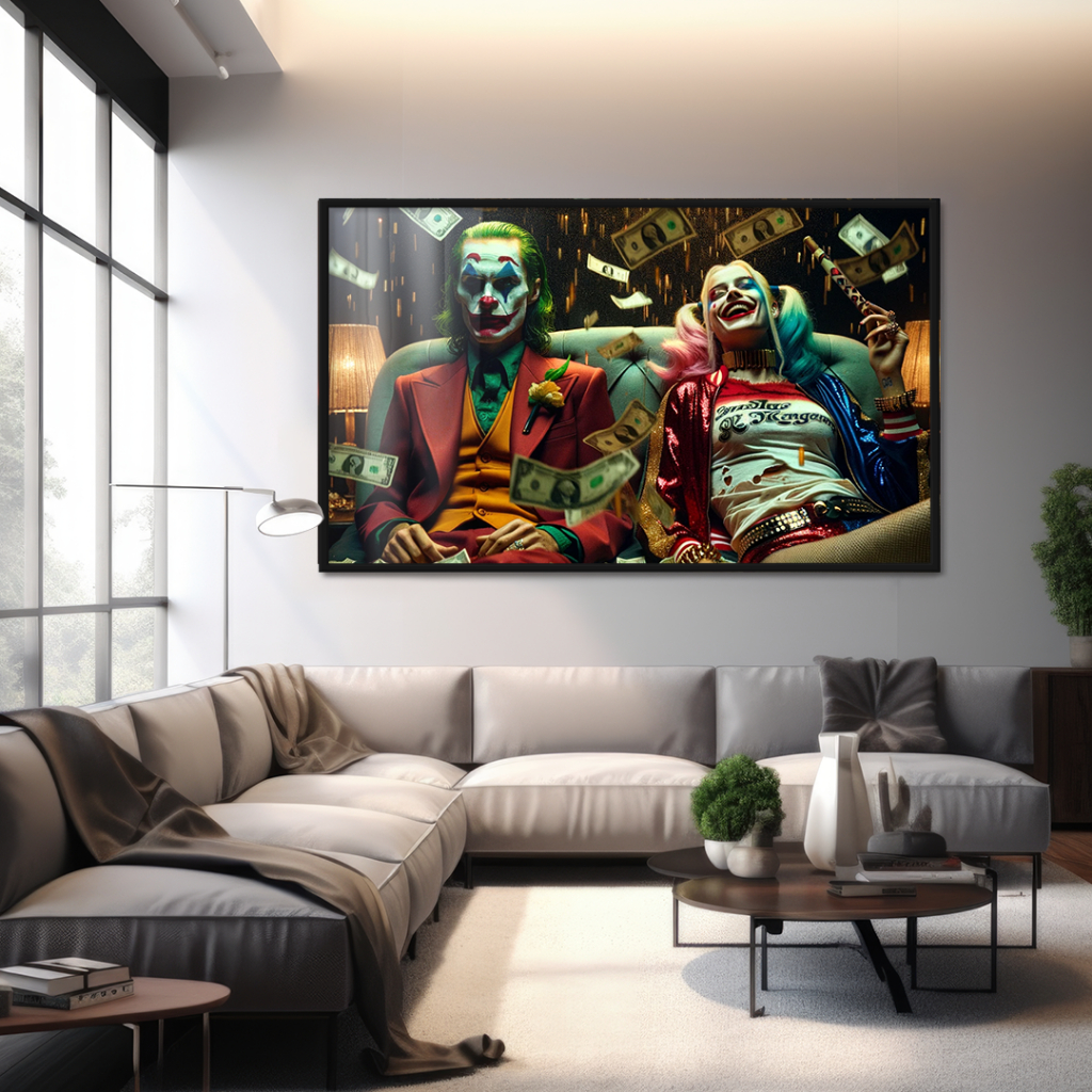 Quadro Decorativo GRANDE Alta Resolução Para Sala Quarto Escritório Quadro Coringa e Alerquina 2 em Oferta na Shopee