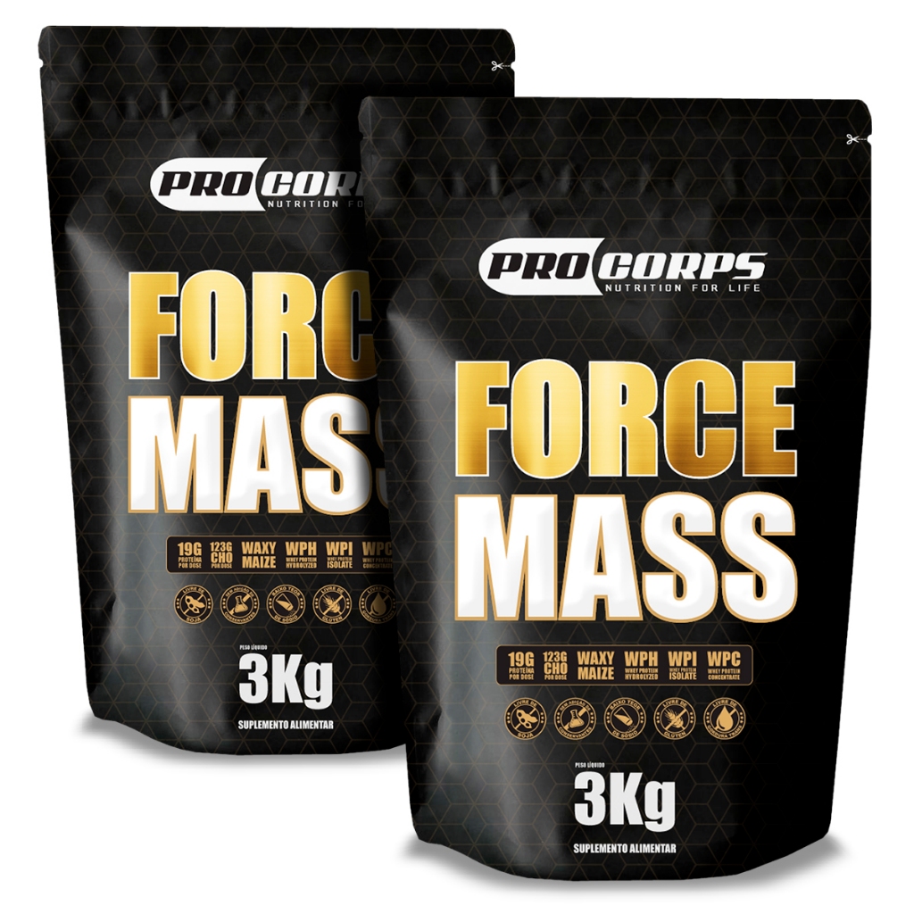 2 Unidades Suplemento Hipercalórico 3kg Force Mass Ganhe Massa Muscular Pro Corps