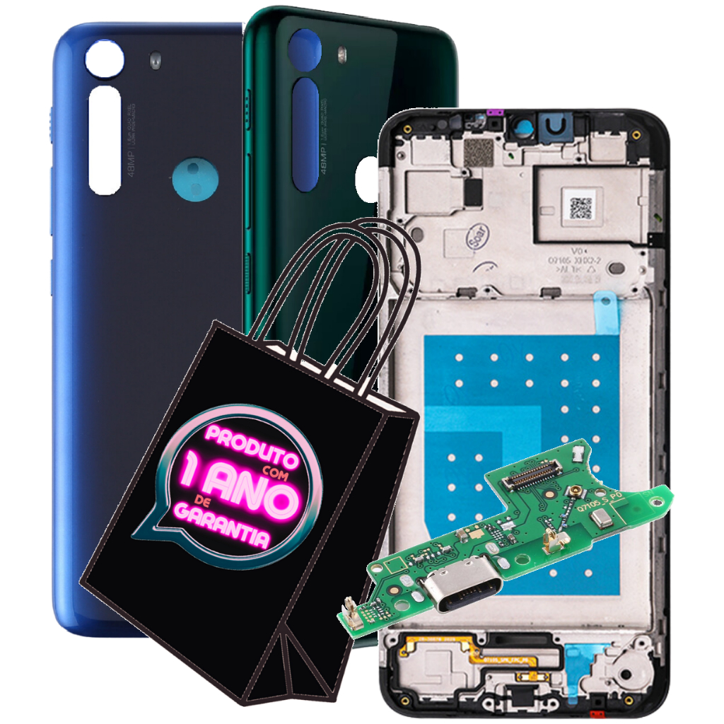 Conector Placa + Carga Rápida Compatível Moto One Fusion XT2073 + Carcaça Aro Com Tampa!