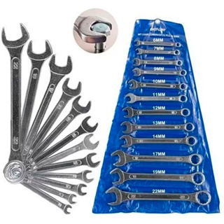 Kit Jogo De Chaves Combinada Aço Forjado Com 12 Peças Medidas Do 6 Ao 22 mm Para Uso Profissional em Oferta na Shopee