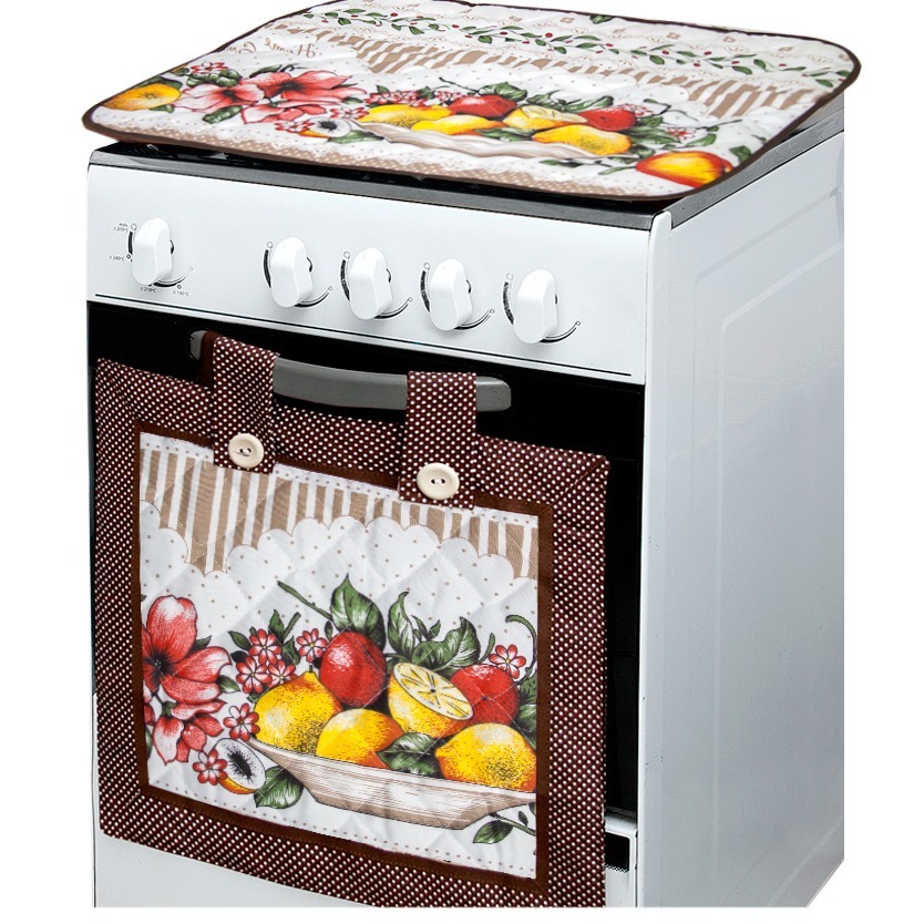 Kit Fogão Cortina Forno + Capa P/ Tampa Fogão Para  5/6  Bocas -Home -Cozinha - Decoração de Cozinha