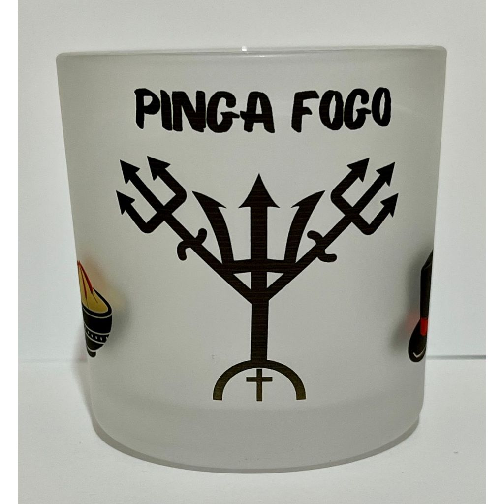 COPO DE WISKY E BEBIDAS EXÚ PINGA FOGO UMBANDA QUIMBANDA CANDOMBLÉ 260ML VIDRO JATEADO