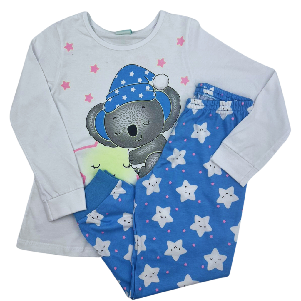 Pijama Longo Menina Brilha No Escuro Coala - 10 A 18 - Kyly