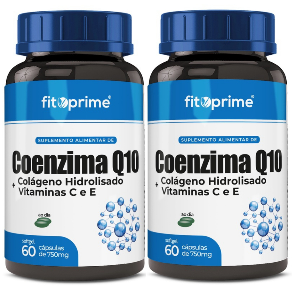 Kit 2x Coenzima Q10 Com Colágeno Hidrolisado + Vitaminas C e E 60 Cápsulas Fitoprime
