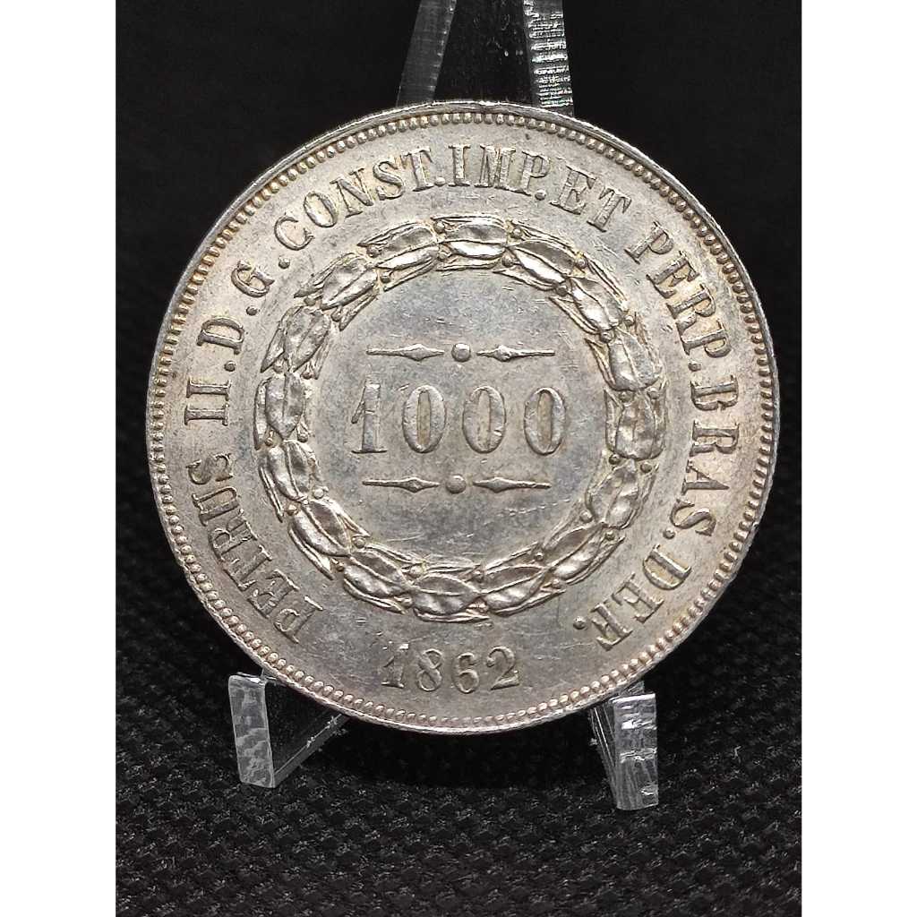 Moeda 1000 Réis ano 1862 sob/FC